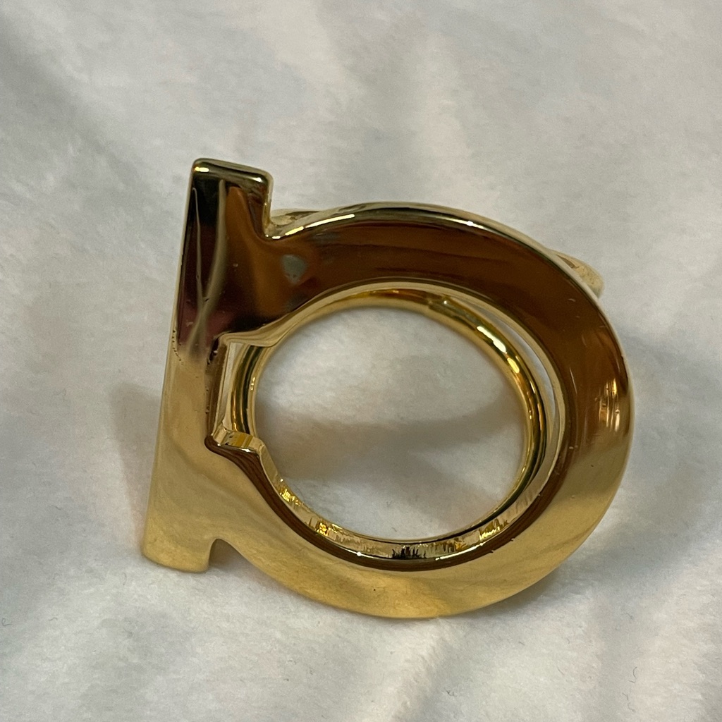 Salvatore Ferragamo Gold Tone Gancini Scarf Ring